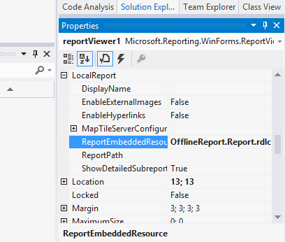 Visual Studio, ReportEmbeddedResource property
